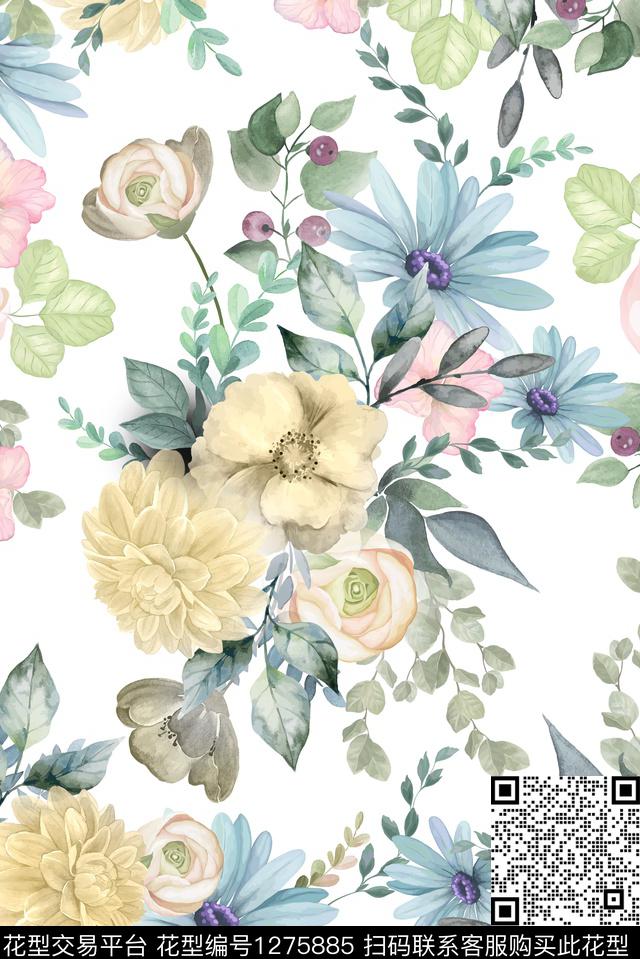 女装床品花卉数码印花华亿平台下载（图片编号: 1275885） - 瓦栏（Walan）