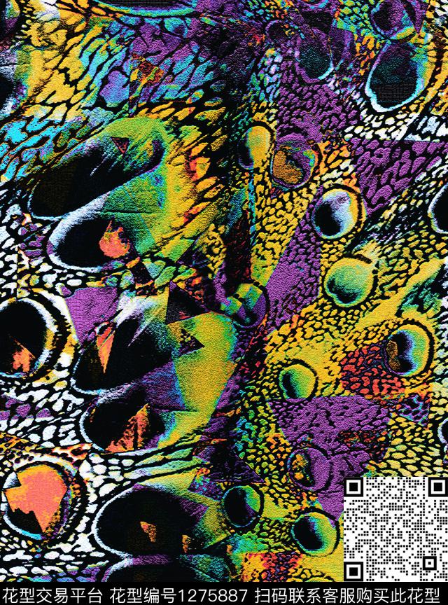 肌理羽毛复古数码印花华亿平台下载（图片编号: 1275887） - 瓦栏（Walan）