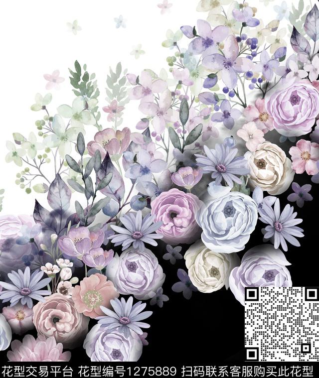 定位花花卉大花数码印花华亿平台下载（图片编号: 1275889） - 瓦栏（Walan）