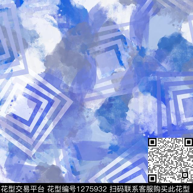 几何格子抽象数码印花华亿平台下载（图片编号: 1275932） - 瓦栏（Walan）