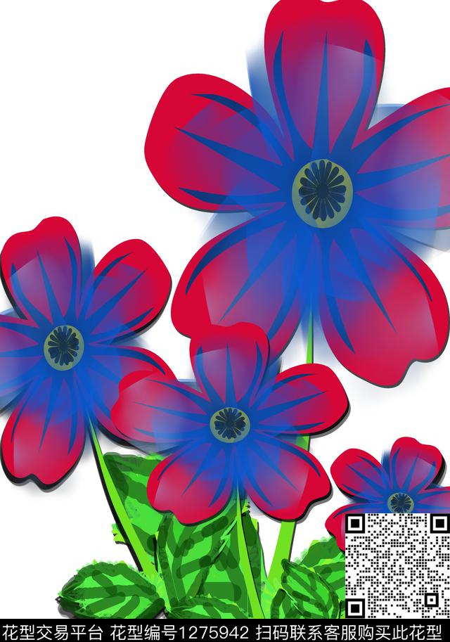 花卉抽象混合拼接数码印花华亿平台下载（图片编号: 1275942） - 瓦栏（Walan）