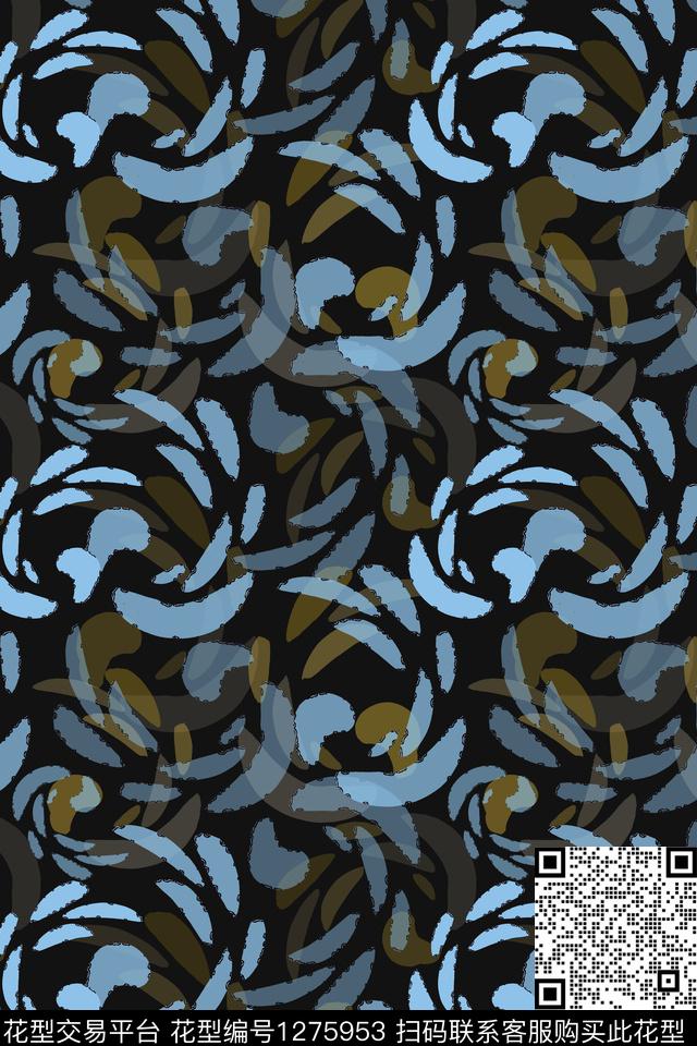 肌理图案抽象男装休闲花卉数码印花华亿平台下载（图片编号: 1275953） - 瓦栏（Walan）