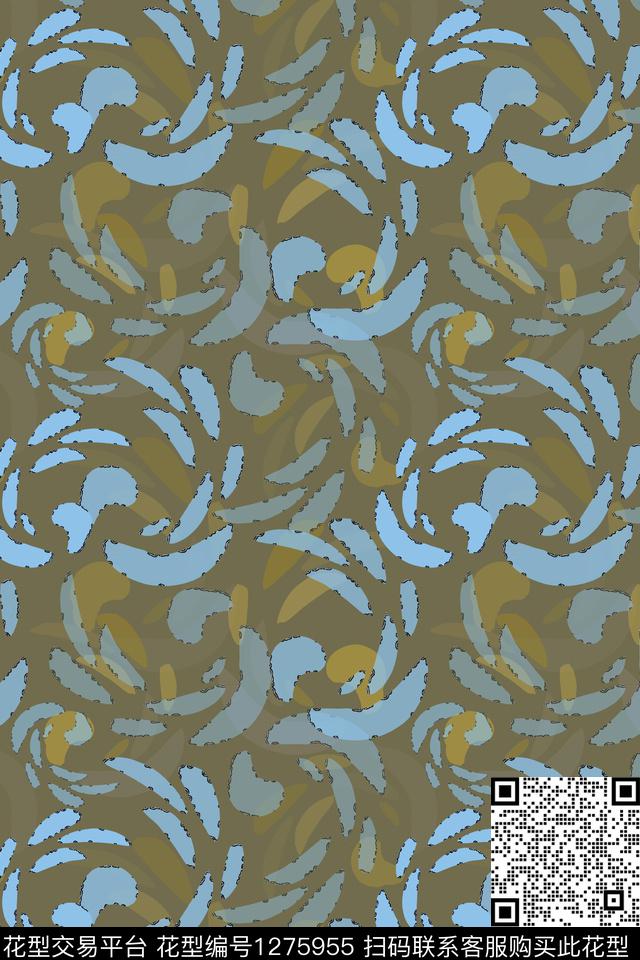 肌理图案抽象男装休闲花卉数码印花华亿平台下载（图片编号: 1275955） - 瓦栏（Walan）