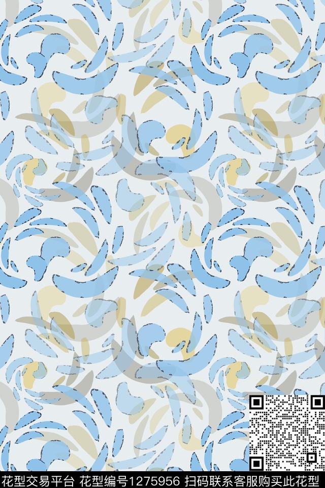 肌理图案抽象男装休闲花卉数码印花华亿平台下载（图片编号: 1275956） - 瓦栏（Walan）