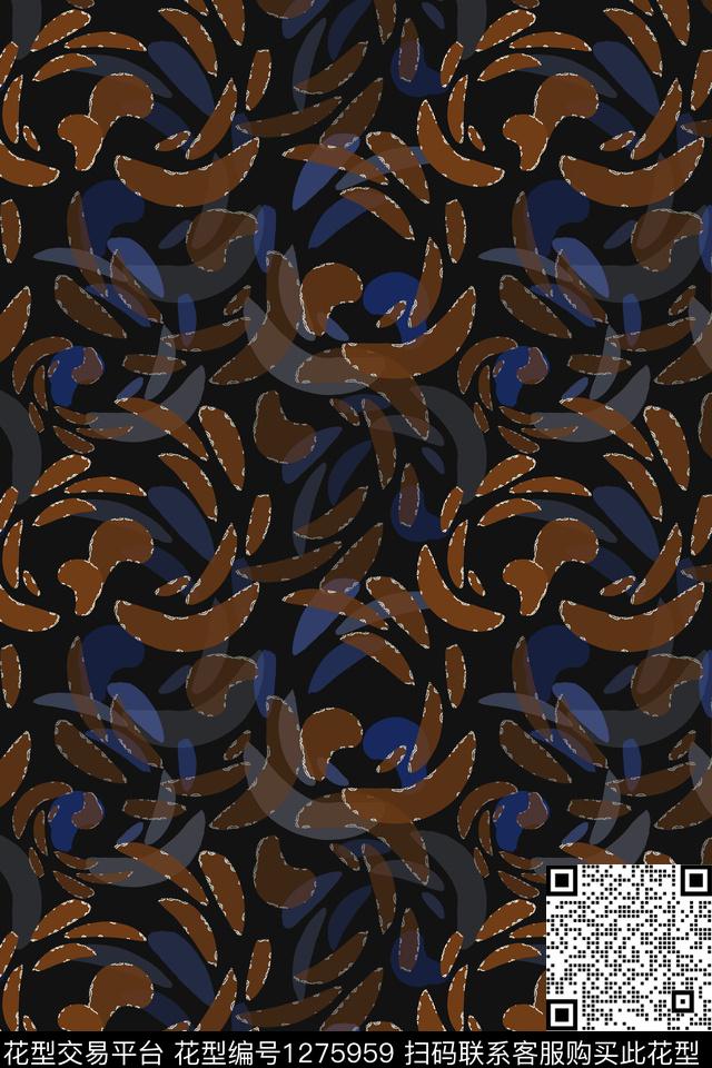 肌理图案抽象男装休闲花卉数码印花华亿平台下载（图片编号: 1275959） - 瓦栏（Walan）