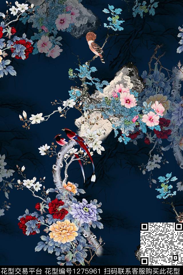 花鸟大牌风中老年数码印花华亿平台下载（图片编号: 1275961） - 瓦栏（Walan）