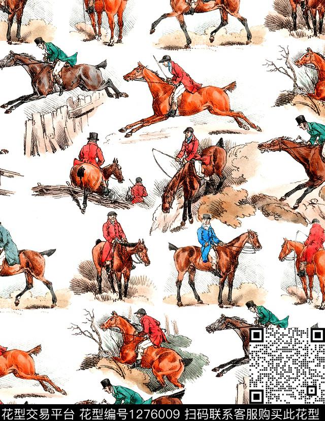 复古骏马horse数码印花华亿平台下载（图片编号: 1276009） - 瓦栏（Walan）