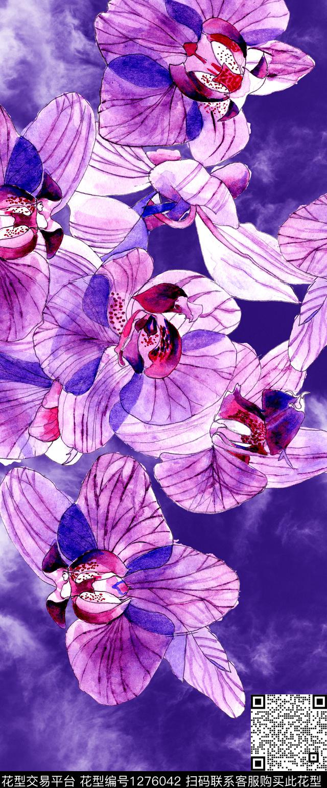 水彩花卉定位花包金数码印花华亿平台下载（图片编号: 1276042） - 瓦栏（Walan）