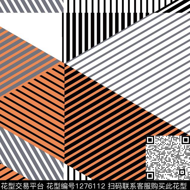 黑白条纹几何传统印花华亿平台下载（图片编号: 1276112） - 瓦栏（Walan）