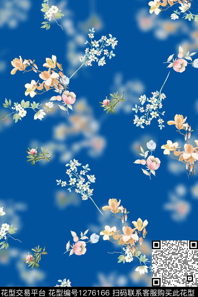 彩底花卉水彩花卉素雅数码印花华亿平台下载（图片编号: 1276166） - 瓦栏（Walan）
