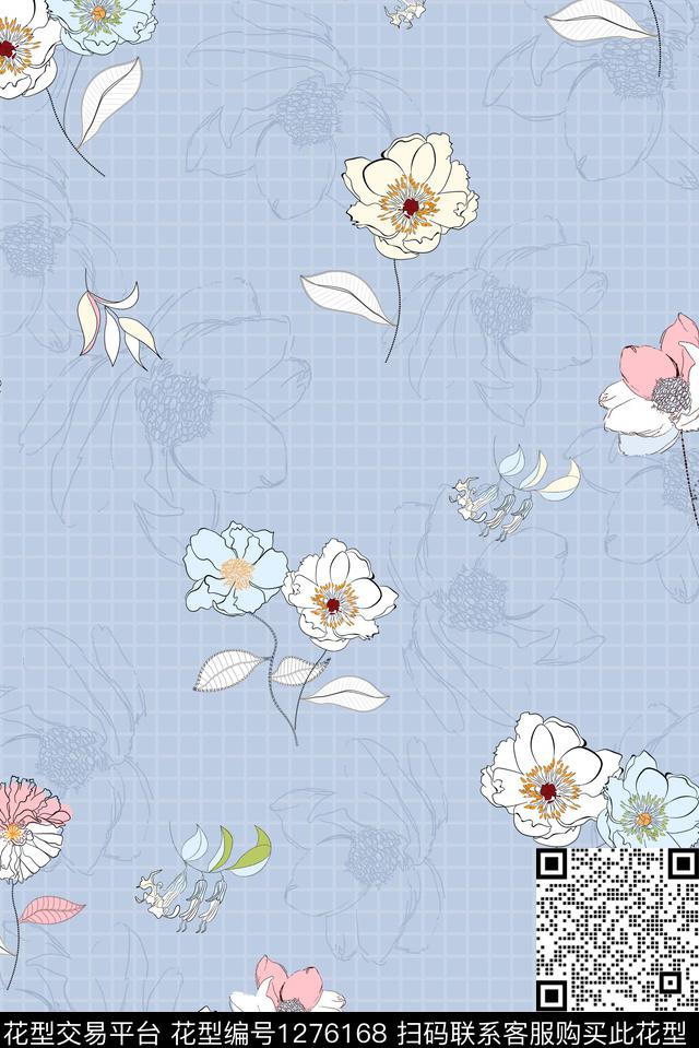 连衣裙花卉清爽底花卉传统印花华亿平台下载（图片编号: 1276168） - 瓦栏（Walan）