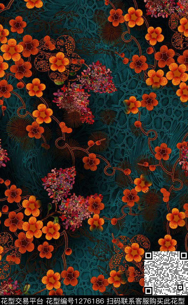 女装花卉梅花数码印花华亿平台下载（图片编号: 1276186） - 瓦栏（Walan）