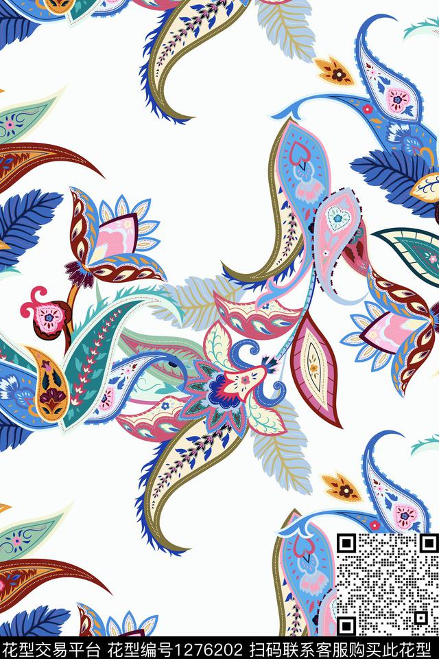 蜡染佩斯利印度数码印花华亿平台下载（图片编号: 1276202） - 瓦栏（Walan）