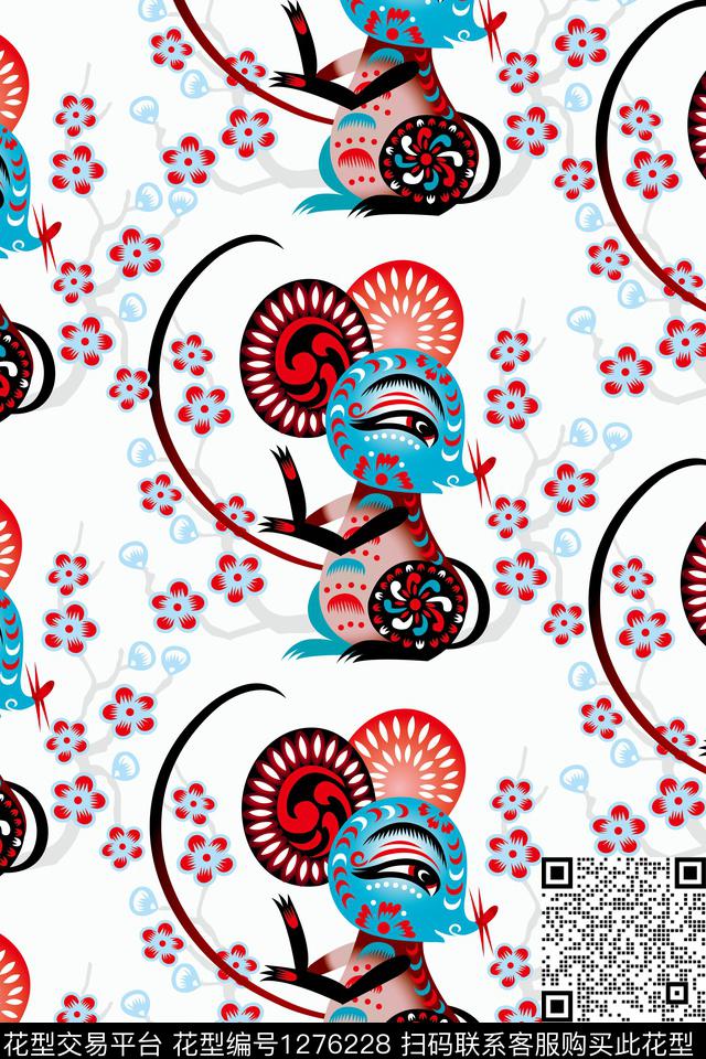 动物剪纸卡通数码印花华亿平台下载（图片编号: 1276228） - 瓦栏（Walan）