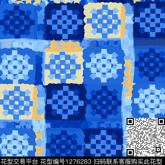 几何格子抽象、数码印花华亿平台下载（图片编号: 1276283） - 瓦栏（Walan）