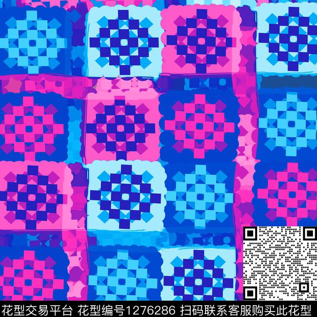 几何格子抽象数码印花华亿平台下载（图片编号: 1276286） - 瓦栏（Walan）