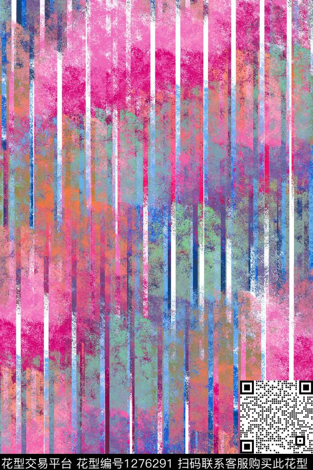 笔触条格运动服数码印花华亿平台下载（图片编号: 1276291） - 瓦栏（Walan）