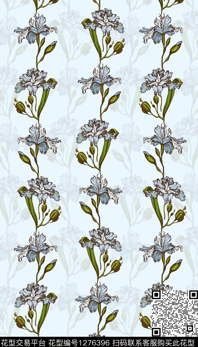 大牌风衬衫清爽底花卉传统印花华亿平台下载（图片编号: 1276396） - 瓦栏（Walan）