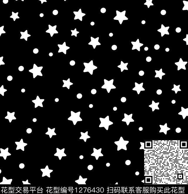 星星波点黑底花卉传统印花华亿平台下载（图片编号: 1276430） - 瓦栏（Walan）