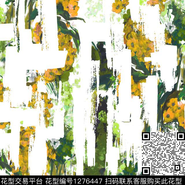 涂鸦抽象花卉数码华亿平台数码印花华亿平台下载（图片编号: 1276447） - 瓦栏（Walan）