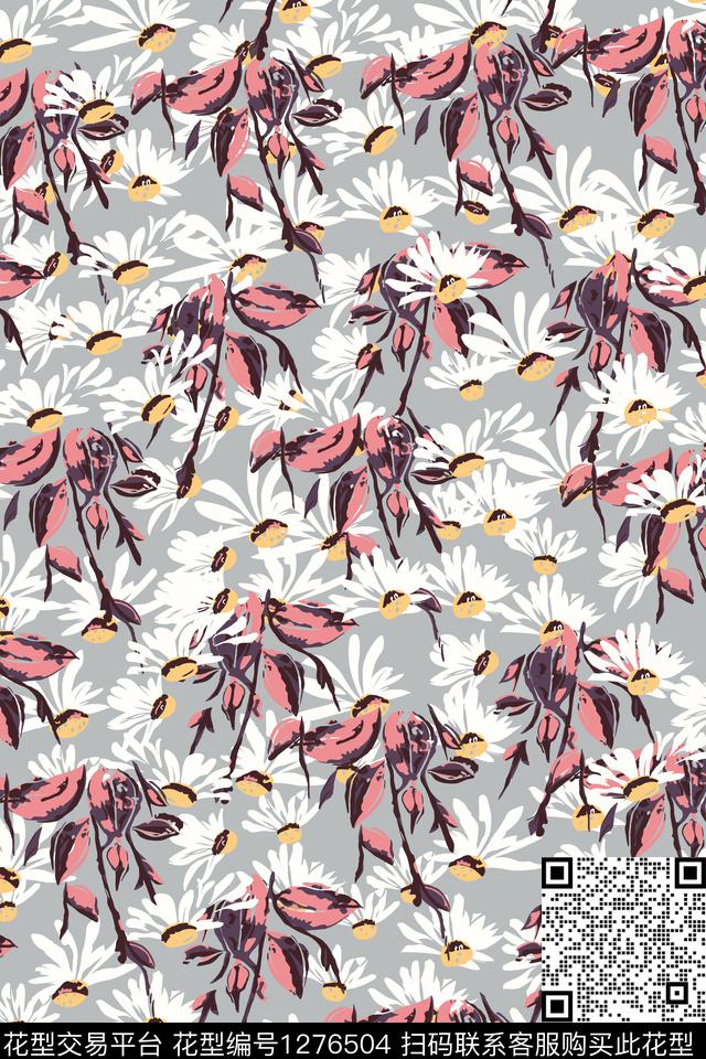 蓝色花卉植物传统印花华亿平台下载（图片编号: 1276504） - 瓦栏（Walan）