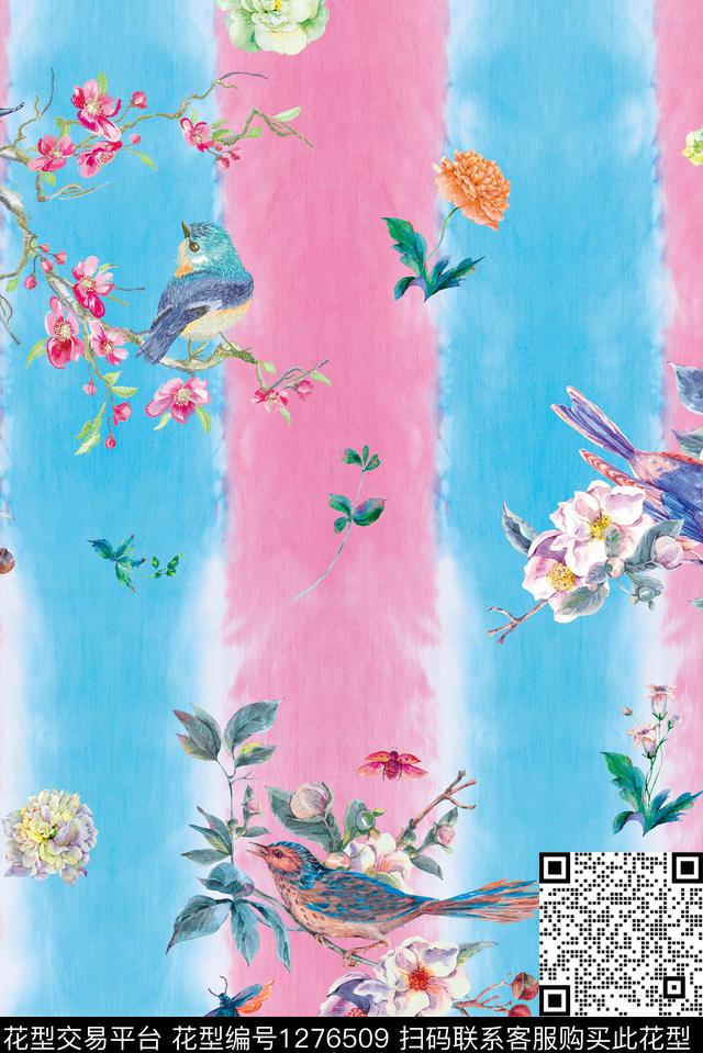 手绘花卉抽象底纹彩雀数码印花华亿平台下载（图片编号: 1276509） - 瓦栏（Walan）