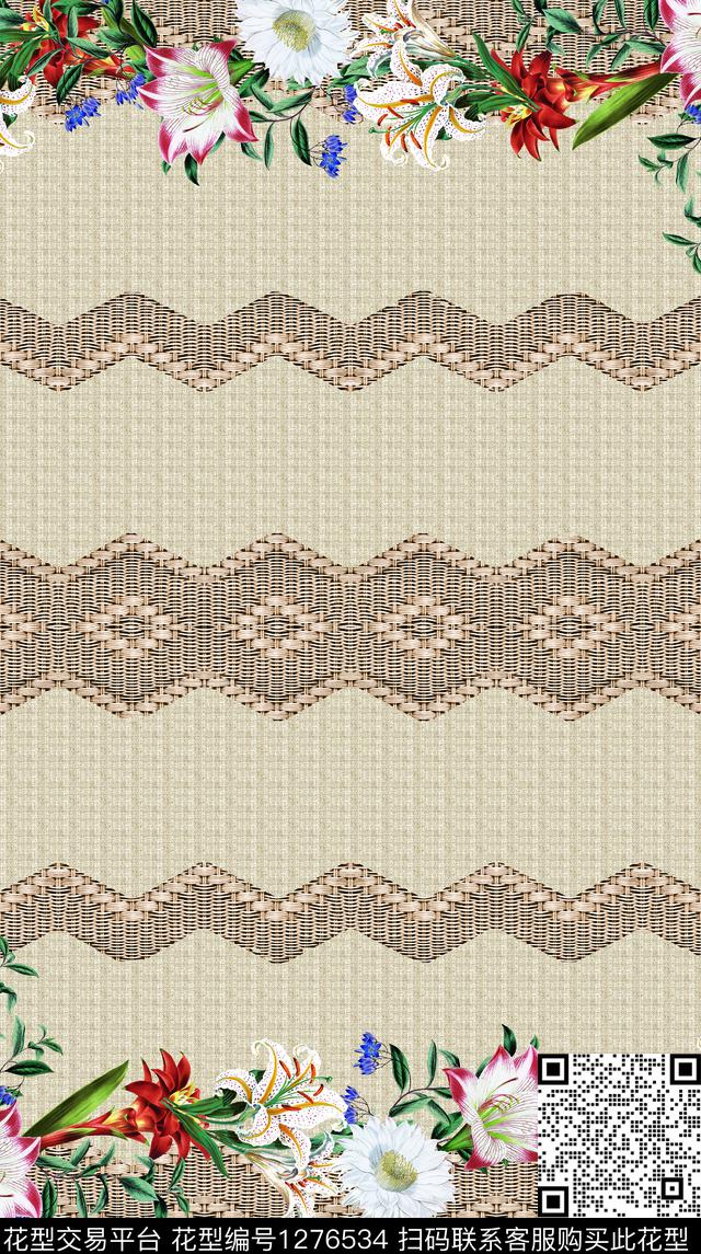 奢华复古定位花数码印花华亿平台下载（图片编号: 1276534） - 瓦栏（Walan）