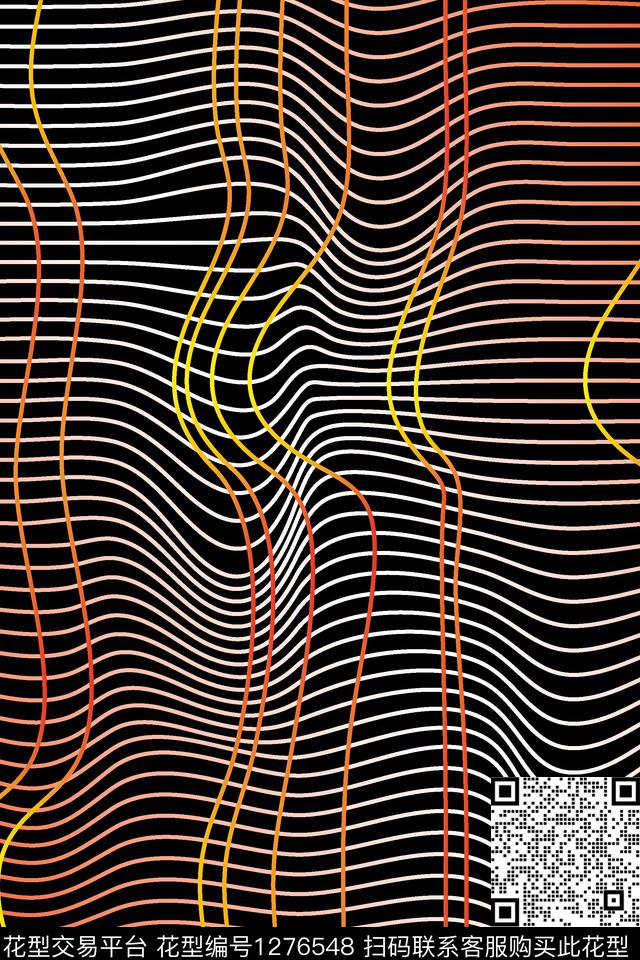 抽象几何男装线条数码印花华亿平台下载（图片编号: 1276548） - 瓦栏（Walan）