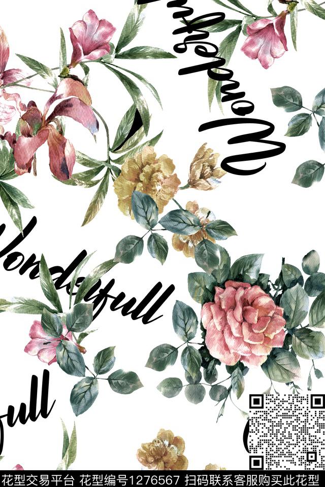 花卉春夏华亿平台大牌风数码印花华亿平台下载（图片编号: 1276567） - 瓦栏（Walan）