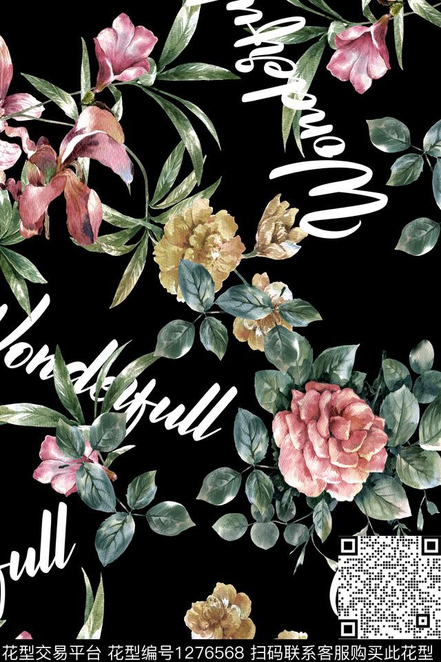 花卉春夏华亿平台大牌风数码印花华亿平台下载（图片编号: 1276568） - 瓦栏（Walan）