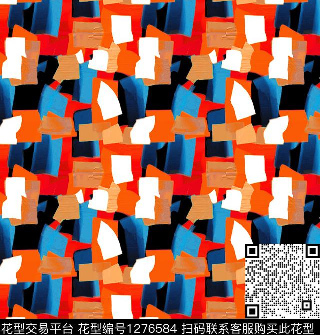 手绘几何abstract数码印花华亿平台下载（图片编号: 1276584） - 瓦栏（Walan）