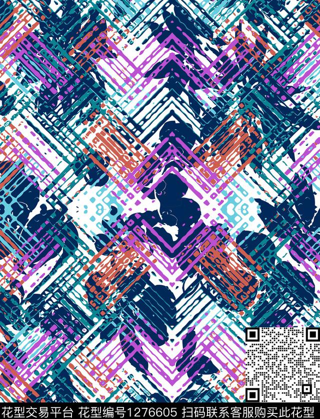 几何花卉传统华亿平台波浪线传统印花华亿平台下载（图片编号: 1276605） - 瓦栏（Walan）