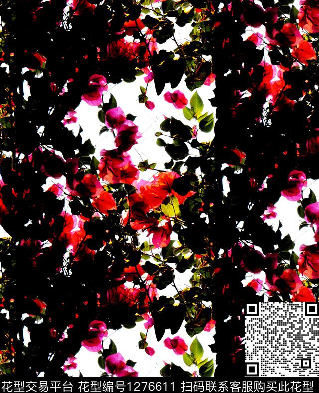 绿植树叶三角梅风景景观数码印花华亿平台下载（图片编号: 1276611） - 瓦栏（Walan）