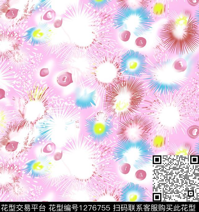 烟火满版散花春夏华亿平台数码印花华亿平台下载（图片编号: 1276755） - 瓦栏（Walan）