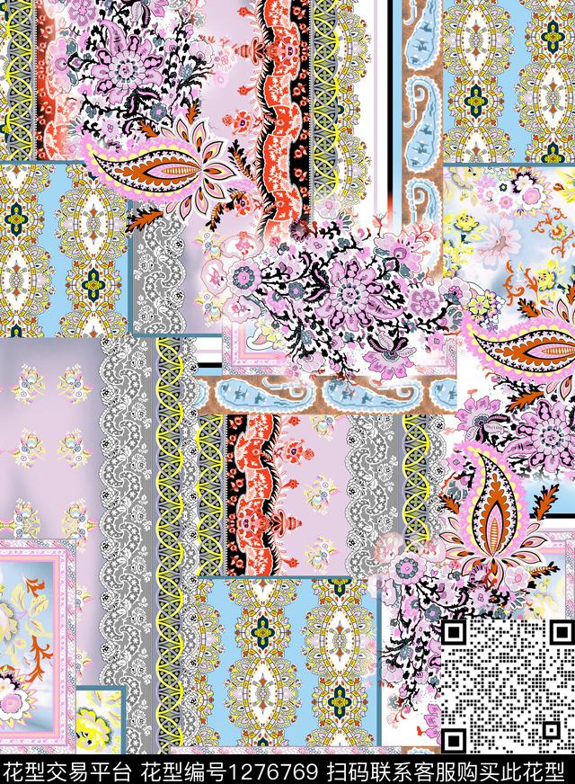 复古宫廷风古典花纹数码印花华亿平台下载（图片编号: 1276769） - 瓦栏（Walan）