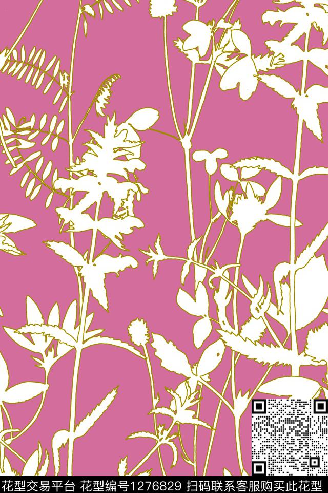 花卉剪影彩底华亿平台传统印花华亿平台下载（图片编号: 1276829） - 瓦栏（Walan）
