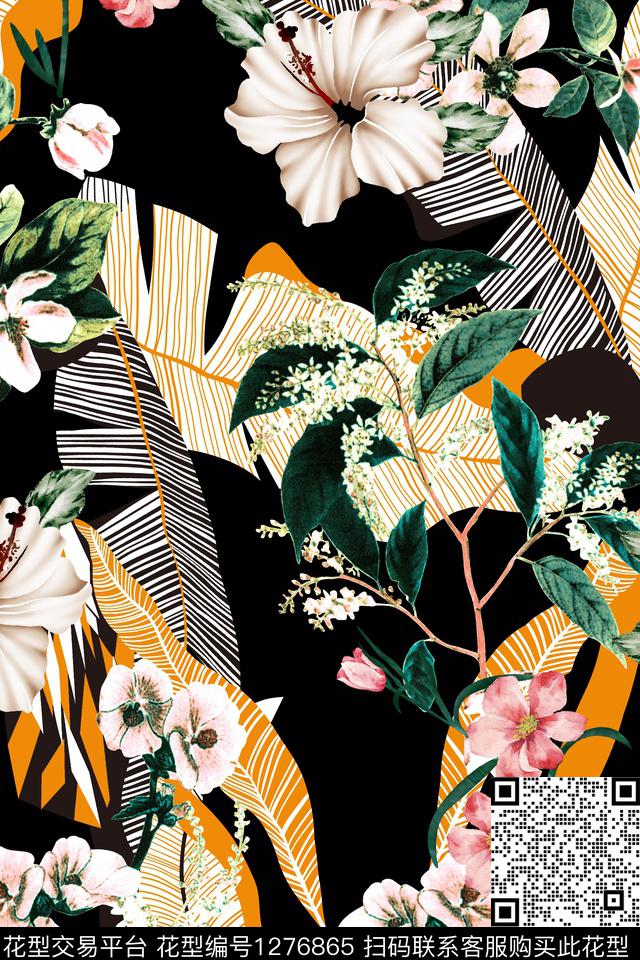 花卉春夏华亿平台大牌风数码印花华亿平台下载（图片编号: 1276865） - 瓦栏（Walan）