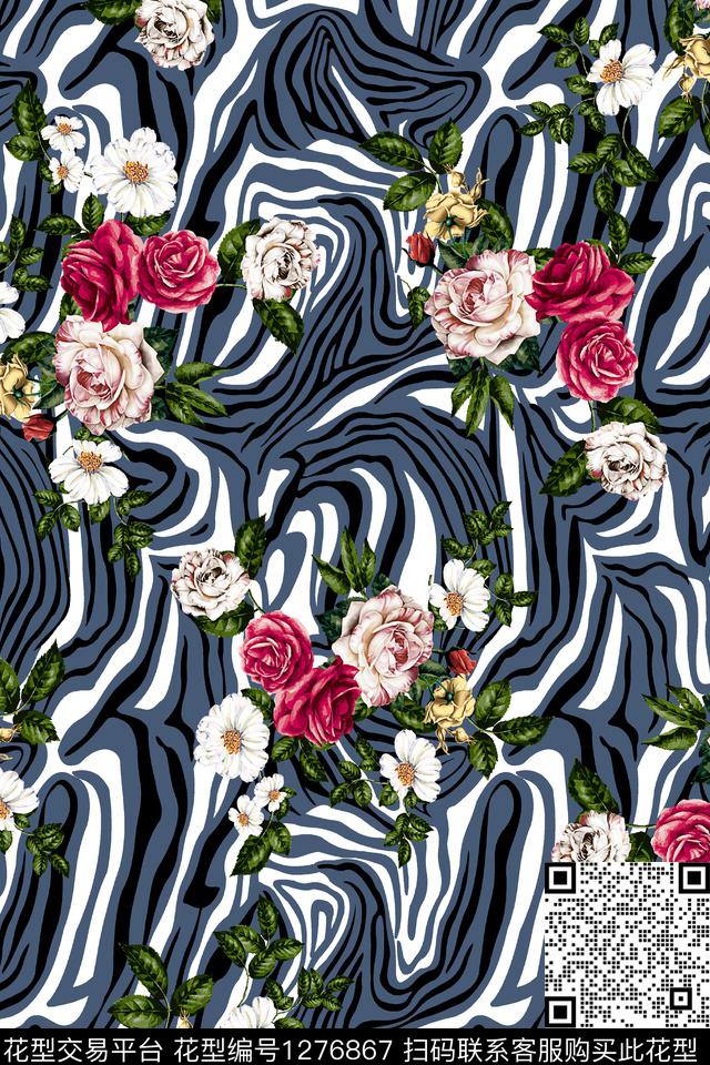 花卉春夏华亿平台大牌风数码印花华亿平台下载（图片编号: 1276867） - 瓦栏（Walan）