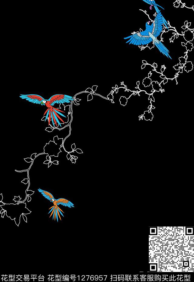 动物鹦鹉定位男装印花数码印花华亿平台下载（图片编号: 1276957） - 瓦栏（Walan）