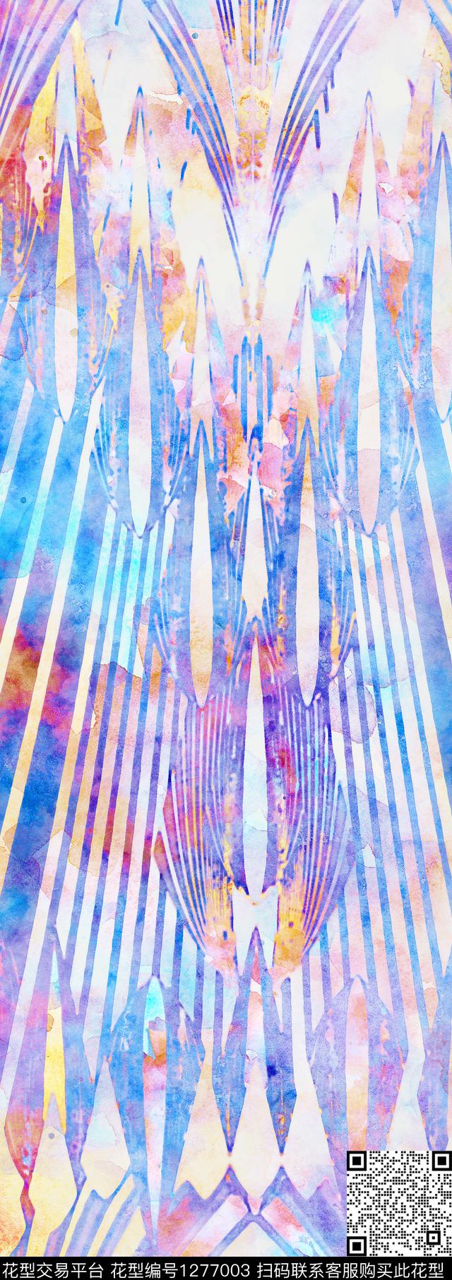 几何手绘艺术绘画数码印花华亿平台下载（图片编号: 1277003） - 瓦栏（Walan）