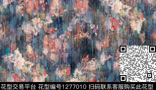 花卉抽象手绘数码印花华亿平台下载（图片编号: 1277010） - 瓦栏（Walan）