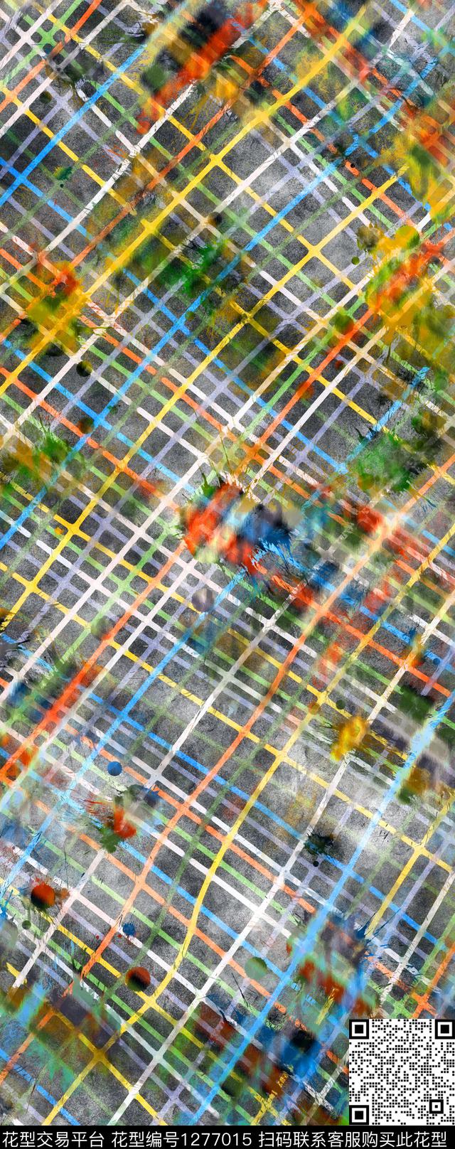 水彩几何手绘数码印花华亿平台下载（图片编号: 1277015） - 瓦栏（Walan）