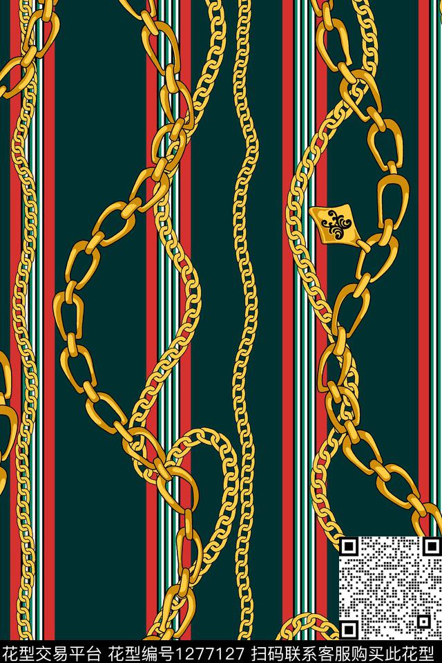 金属大牌风链条数码印花华亿平台下载（图片编号: 1277127） - 瓦栏（Walan）