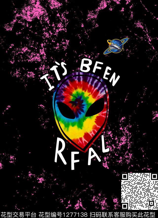 抽象底纹字母涂鸦扎染外星人头像数码印花华亿平台下载（图片编号: 1277138） - 瓦栏（Walan）