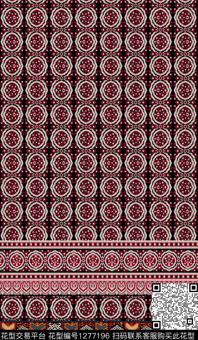 复古定位花几何数码印花华亿平台下载（图片编号: 1277196） - 瓦栏（Walan）