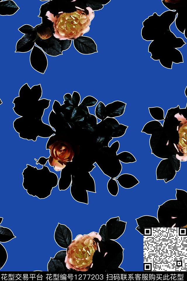 女装花卉月季花数码印花华亿平台下载（图片编号: 1277203） - 瓦栏（Walan）