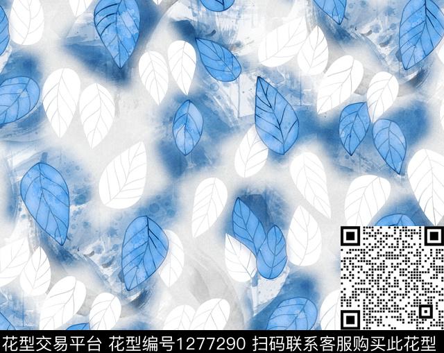 花卉手绘日系水墨数码印花华亿平台下载（图片编号: 1277290） - 瓦栏（Walan）