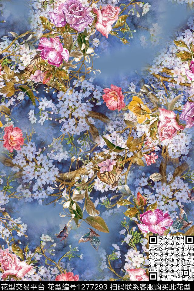 数码华亿平台花卉春夏华亿平台数码印花华亿平台下载（图片编号: 1277293） - 瓦栏（Walan）
