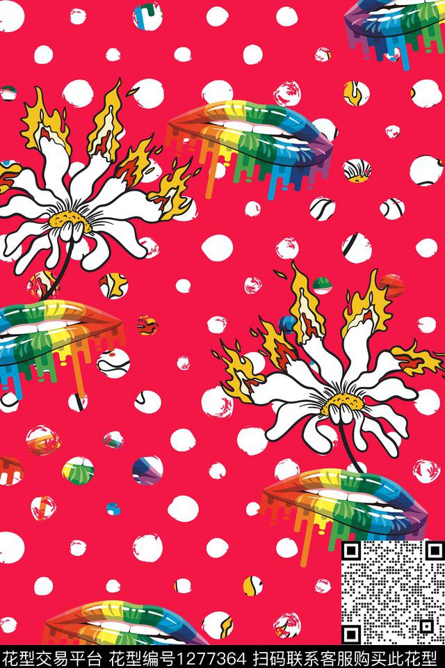 花卉大牌风波点数码印花华亿平台下载（图片编号: 1277364） - 瓦栏（Walan）