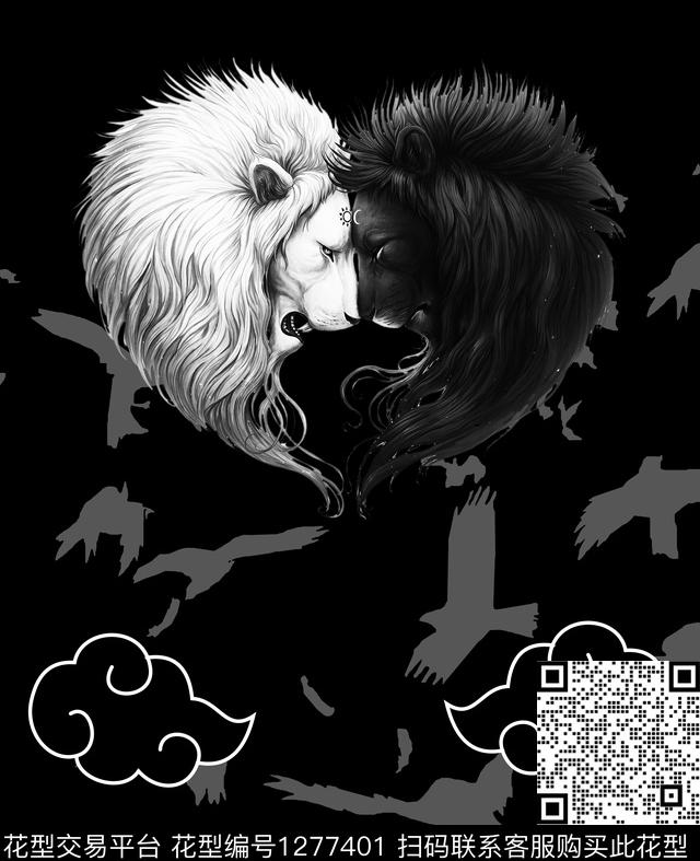 定位花男装动物头数码印花华亿平台下载（图片编号: 1277401） - 瓦栏（Walan）